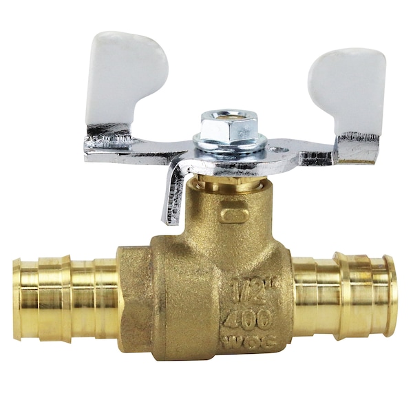 1/2 In. Brass PEX-A Barb Ball Valve With Tee Handle